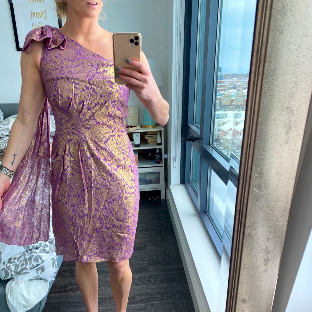 Badgley Mishcka one shoulder cocktail dress - Picture 5 of 10